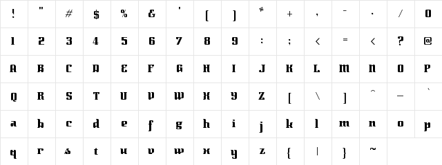 Allemande Regular  glyph index