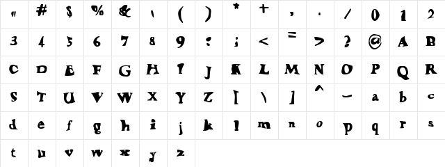 Happy Larry Regular  glyph index