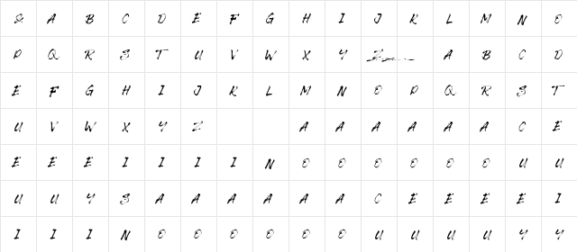 The Senom Regular  glyph index