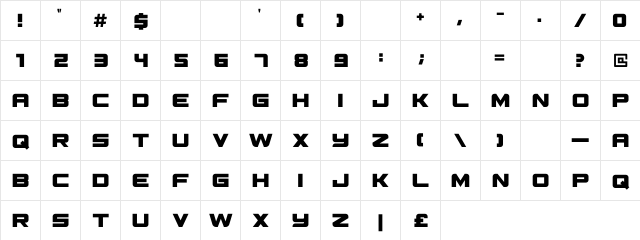 Excluded Regular  glyph index