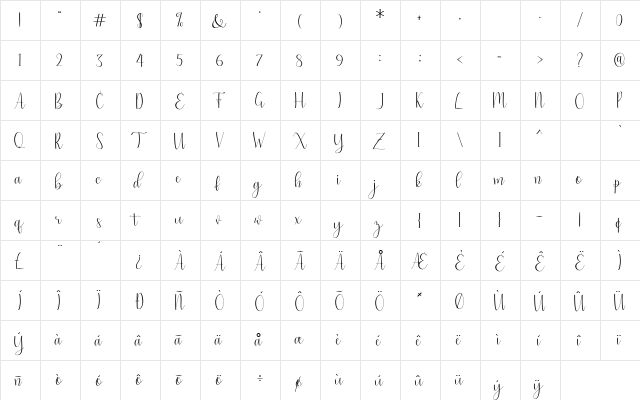 just friends Regular  glyph index