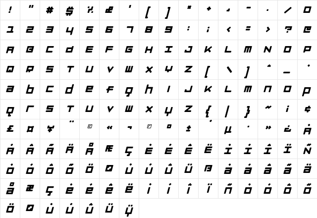 LuggageRound HeavyObl  glyph index