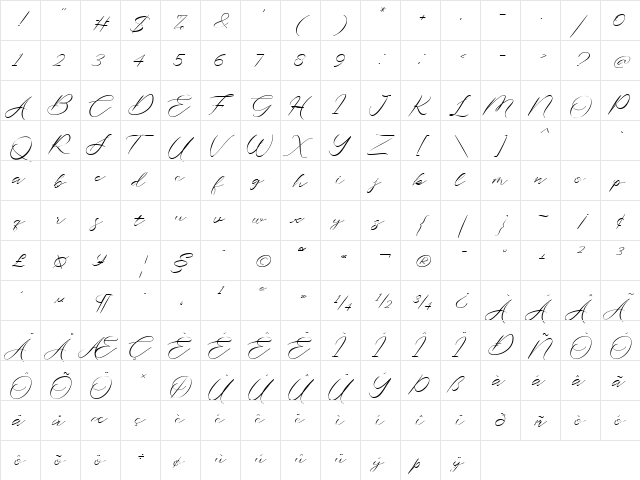 Saulifriend Regular  glyph index
