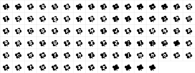 Lucky Font Normal  glyph index