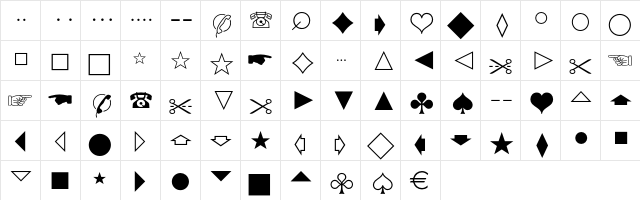 Newspaper Pi Regular  glyph index