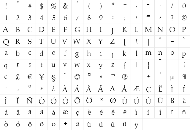 MarathonSerial-Light Regular  glyph index