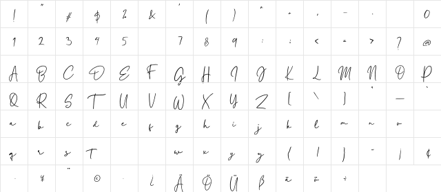 Eleanor Regular  glyph index