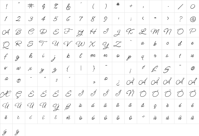MsMadi Regular  glyph index