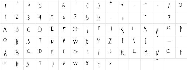 Lamboo Regular  glyph index