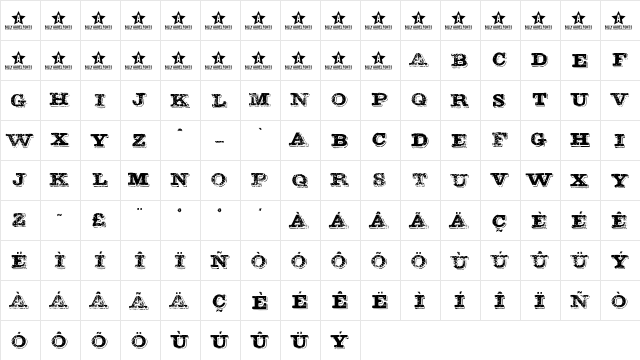 BOTAS SUJAS Regular  glyph index
