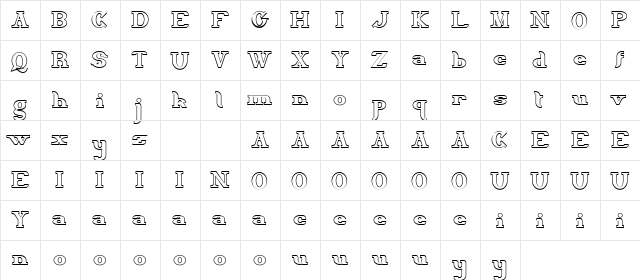 Delith Demo Line Bold  glyph index