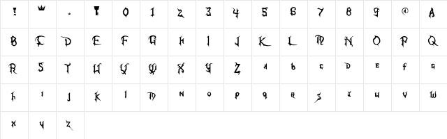 Kingdom Hearts Regular  glyph index