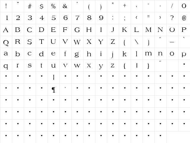 QTAgateType Regular  glyph index