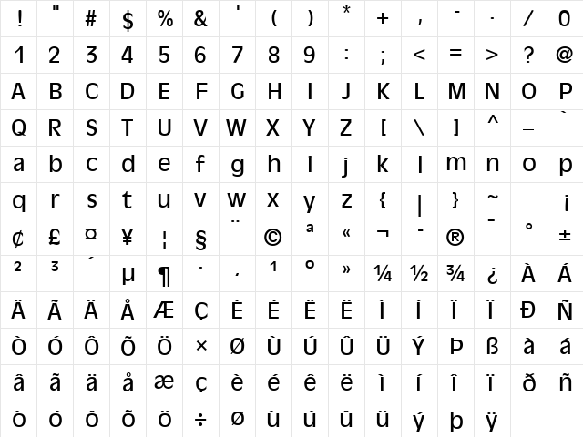 Antique Olive Roman Regular  glyph index