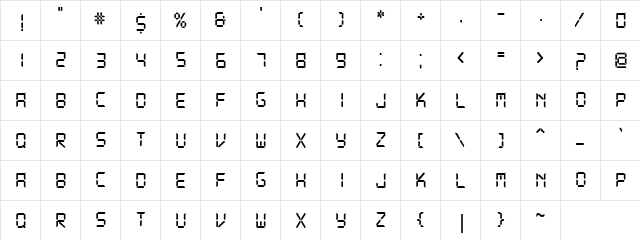 DS-Digital Normal  glyph index