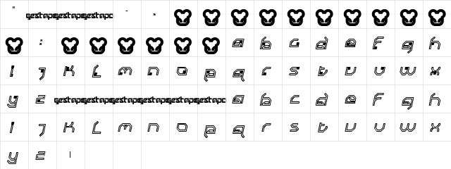 gestapo001 ThinOblique  glyph index