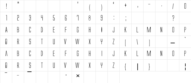 Arial Regular  glyph index
