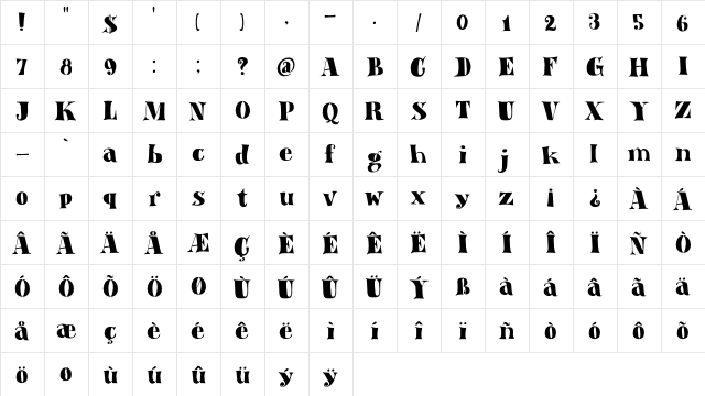 DK Aardvark Dreams Regular  glyph index