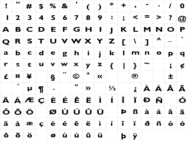 Quarter 1 Regular  glyph index