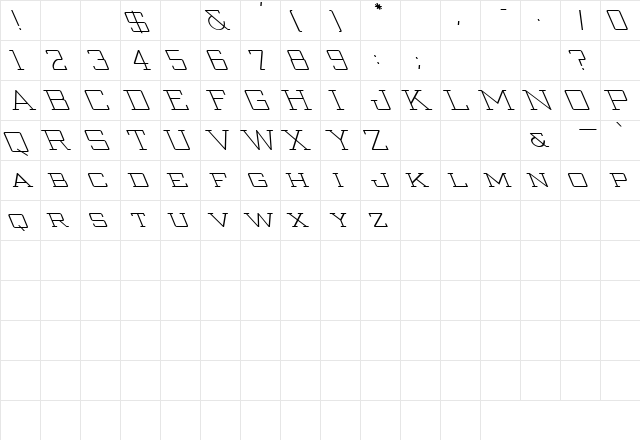 Strongman To The Left Regular  glyph index