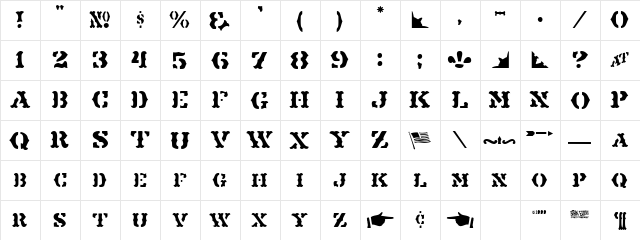 Maverick JL Regular  glyph index