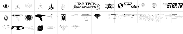 Trekbats Regular  glyph index