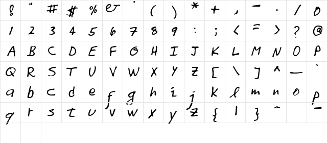 Tomo Regular  glyph index