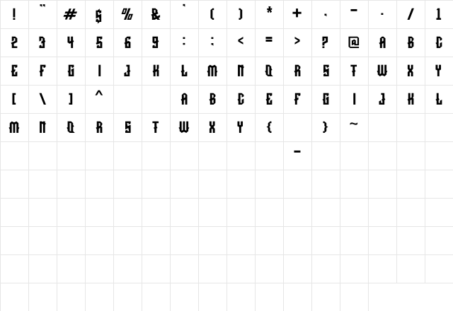 MONSHTER Regular  glyph index