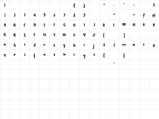 Hellowen Regular  glyph index
