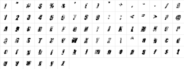 Zapped Regular  glyph index