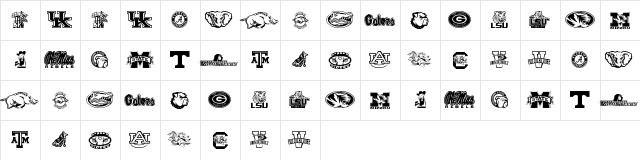 SEC Regular  glyph index