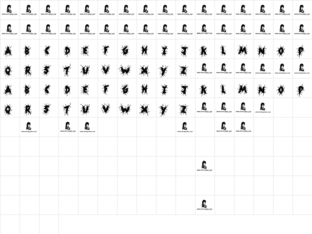 Shock Horror Regular  glyph index