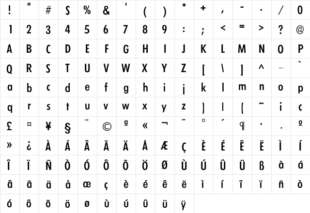 Climerick Medium  glyph index