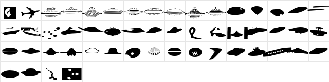 UFO n&#56689Silhoue&#57343e  glyph index
