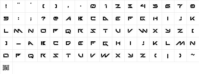 Techno Hideo Regular  glyph index