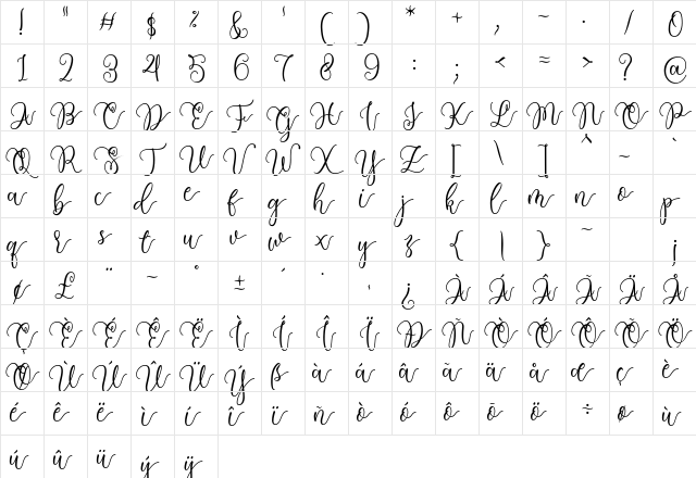 Having Fun Regular  glyph index