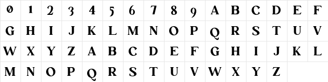 Mullion Regular  glyph index