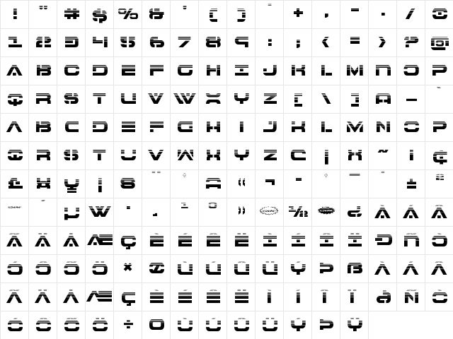 7th Service Halftone Regular  glyph index