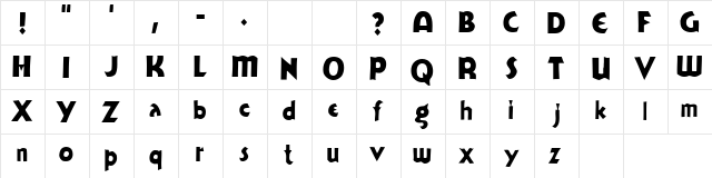 Tijuana Bible Regular  glyph index