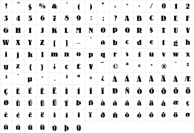 Lo-Type Medium  glyph index