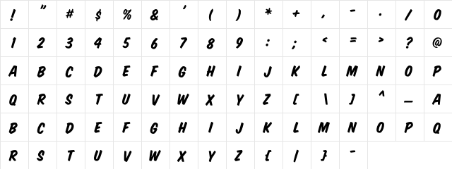 HouseSampler-HouseSlant Regular  glyph index