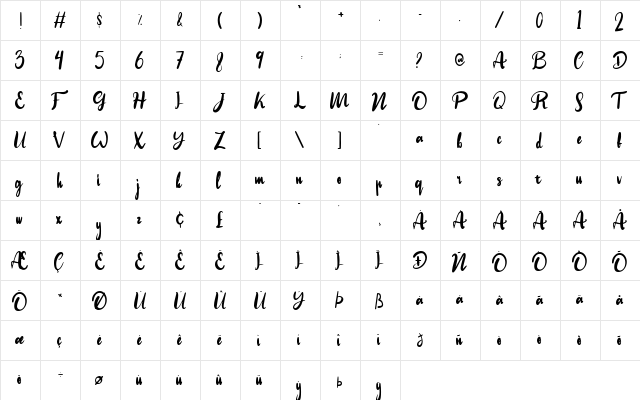 Love Whisper Regular  glyph index