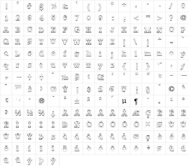 a_Noter2Otl Regular  glyph index