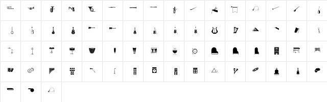 Music Regular  glyph index