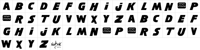 Shining NFI Demo Regular  glyph index