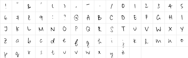 Maliniothers Light Regular  glyph index