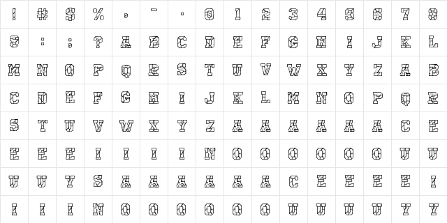 CF I Robot Regular  glyph index