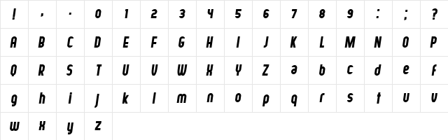 Hofmann Italic  glyph index