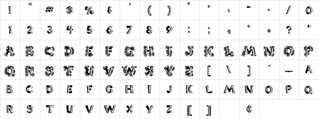 PopticsOne Regular  glyph index
