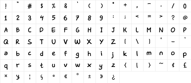 Luxschool Regular  glyph index